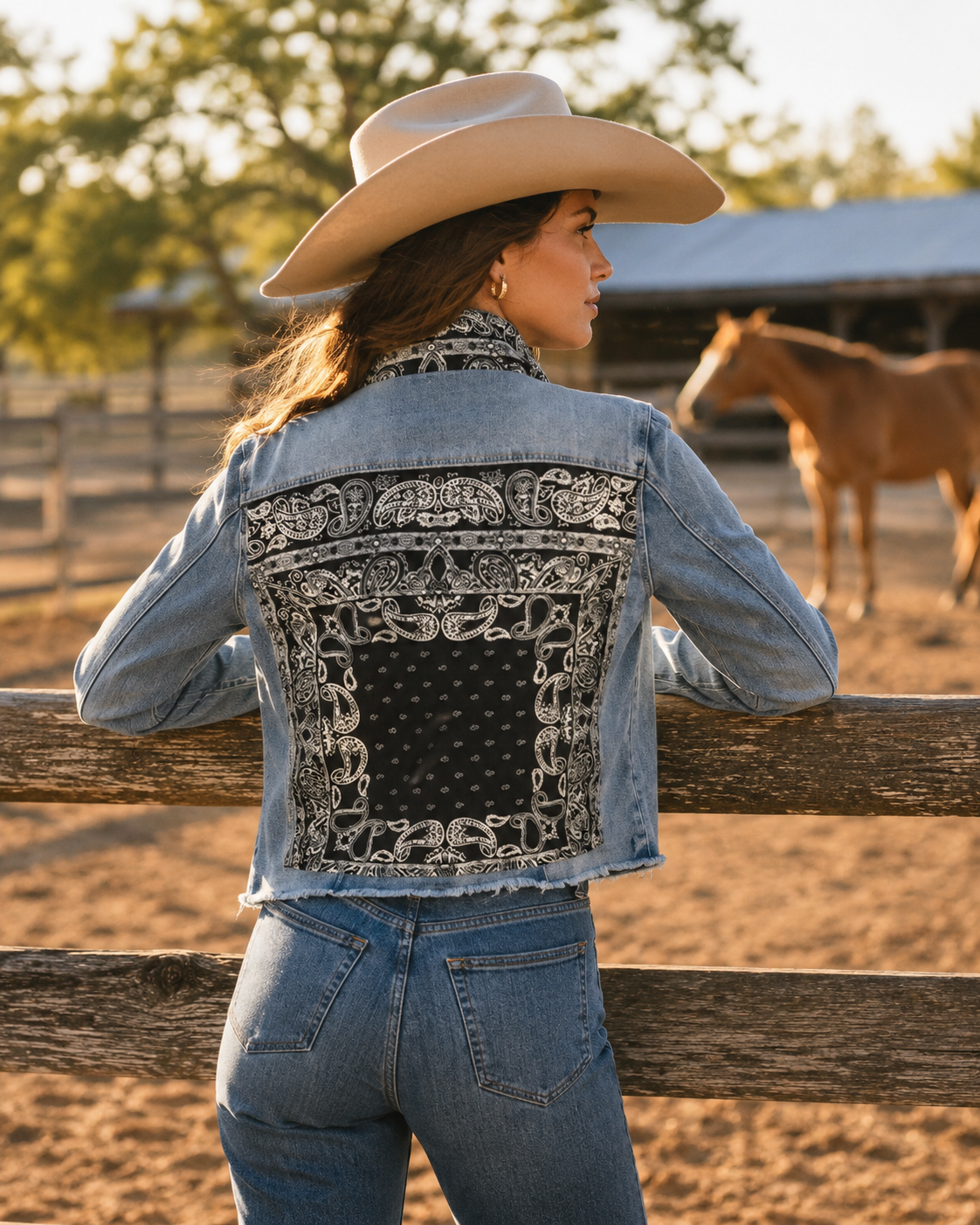 The Light Denim Jacket / Let’s Do Western / Black, lifestyle view