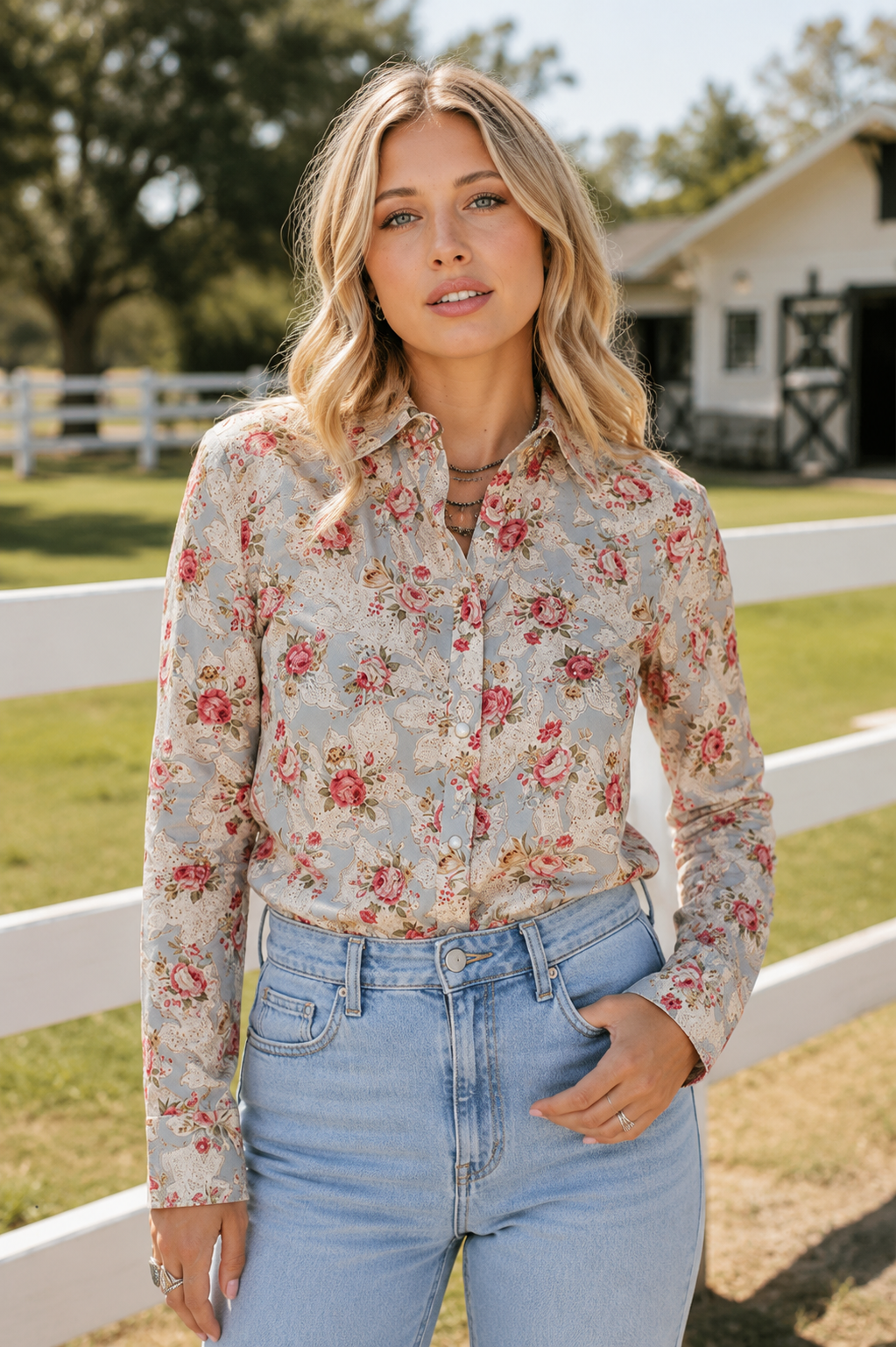 Top - Cheyenne Western Shirt, side view