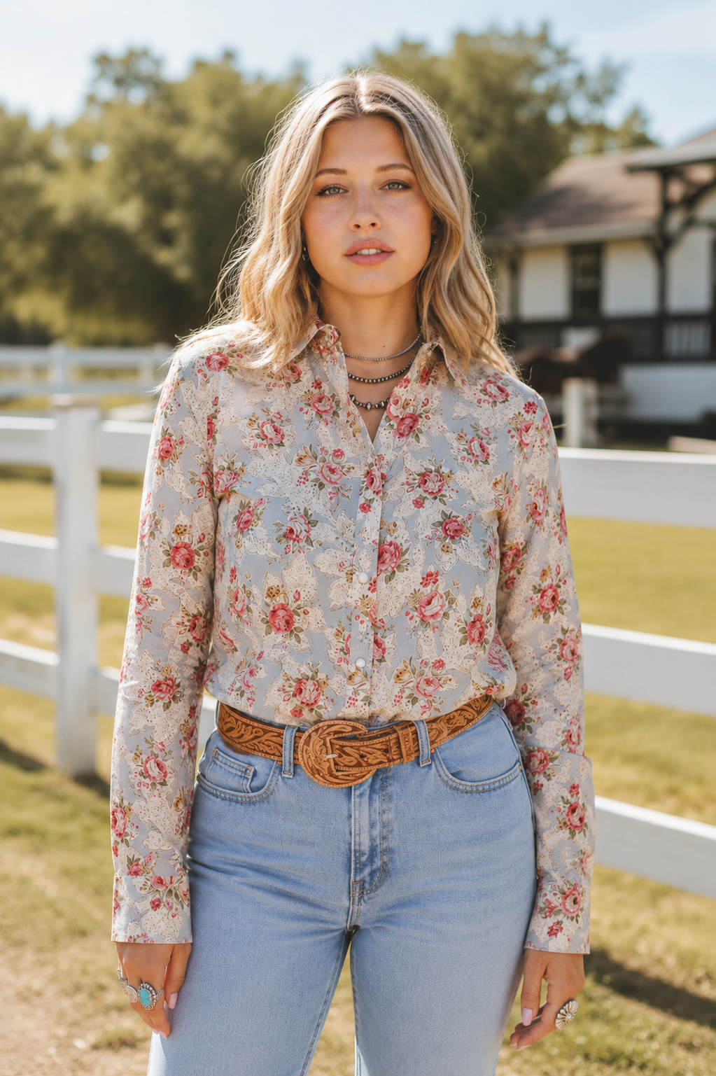 Top - Cheyenne Western Shirt, front view