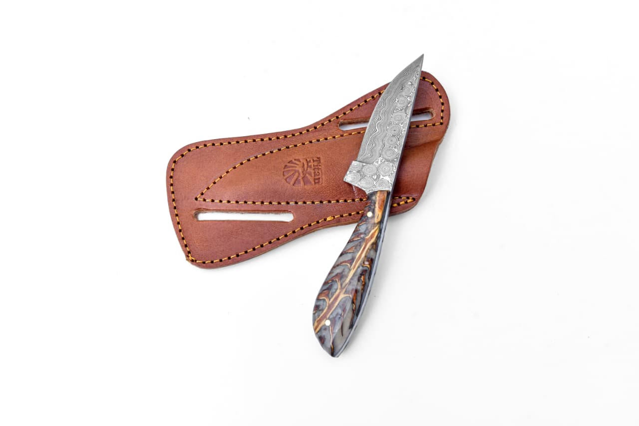 Damascus Steel Pinecone Skinner Knife