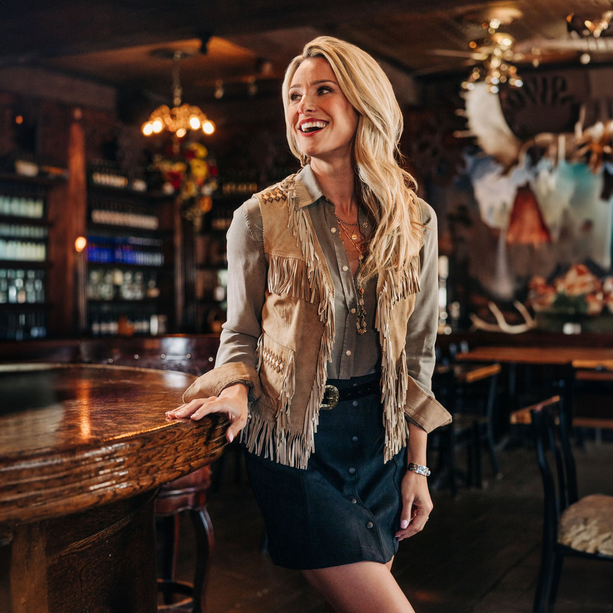 Anna Leather Fringe Vest