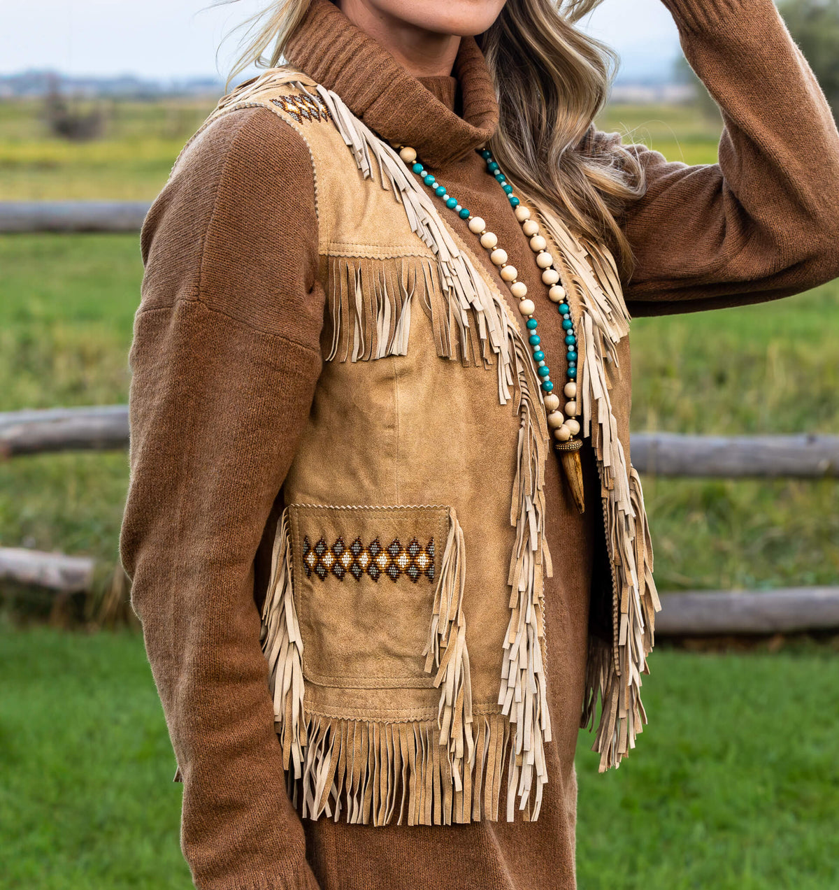 Anna Leather Fringe Vest
