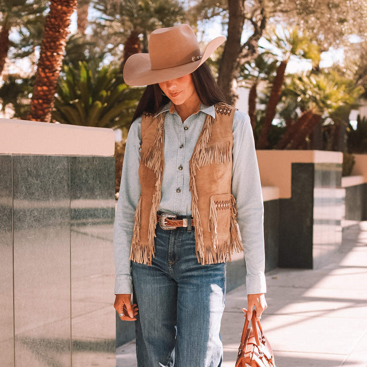 Anna Leather Fringe Vest