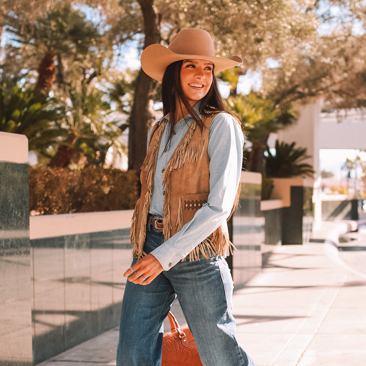 Anna Leather Fringe Vest