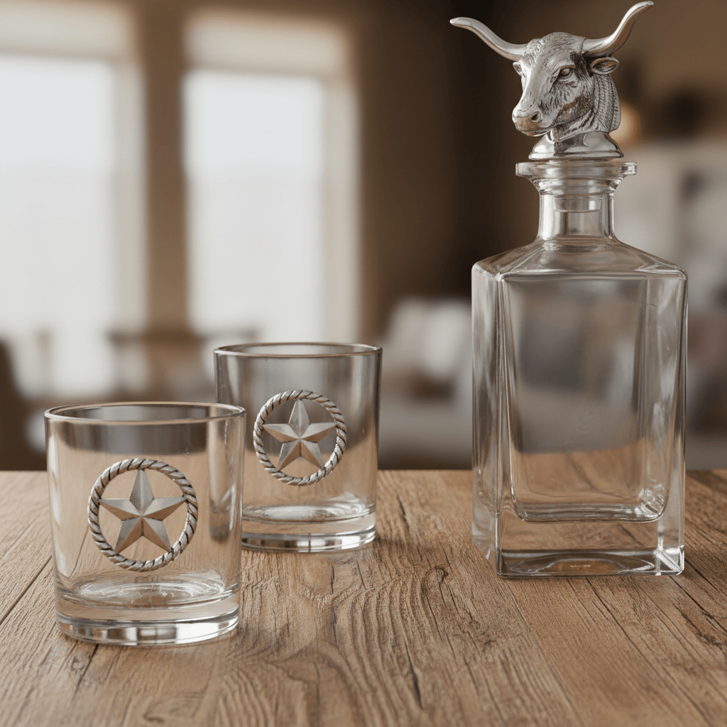 Longhorn Decanter Set with Pair of Glasses, alternate view