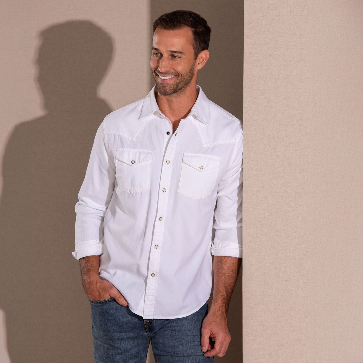 Branson Whipstitch Signature Blend Shirt - White