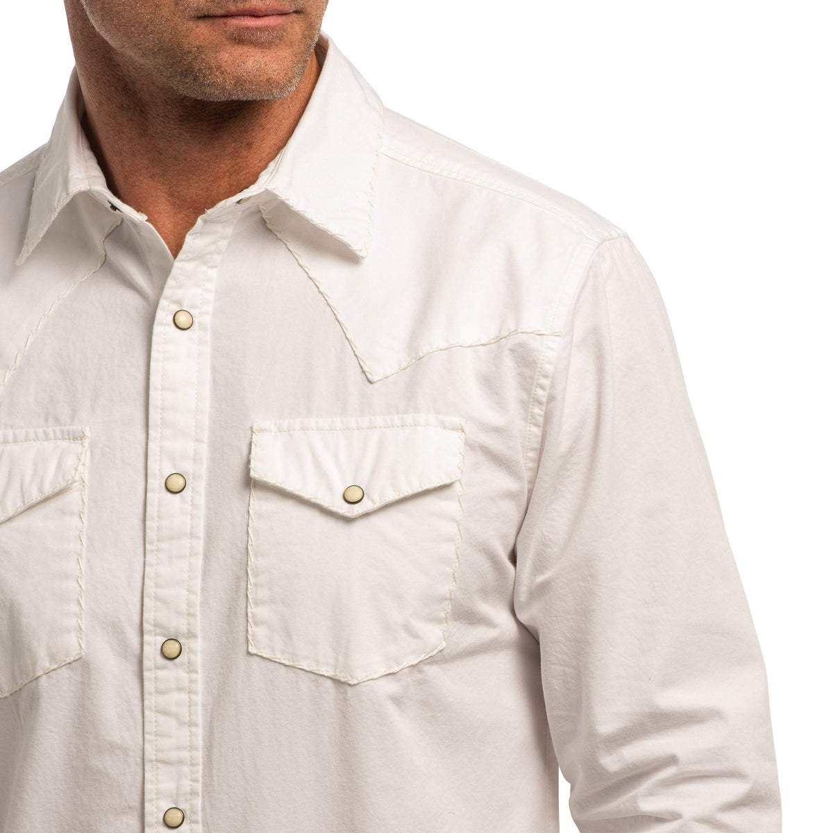 Branson Whipstitch Signature Blend Shirt - White