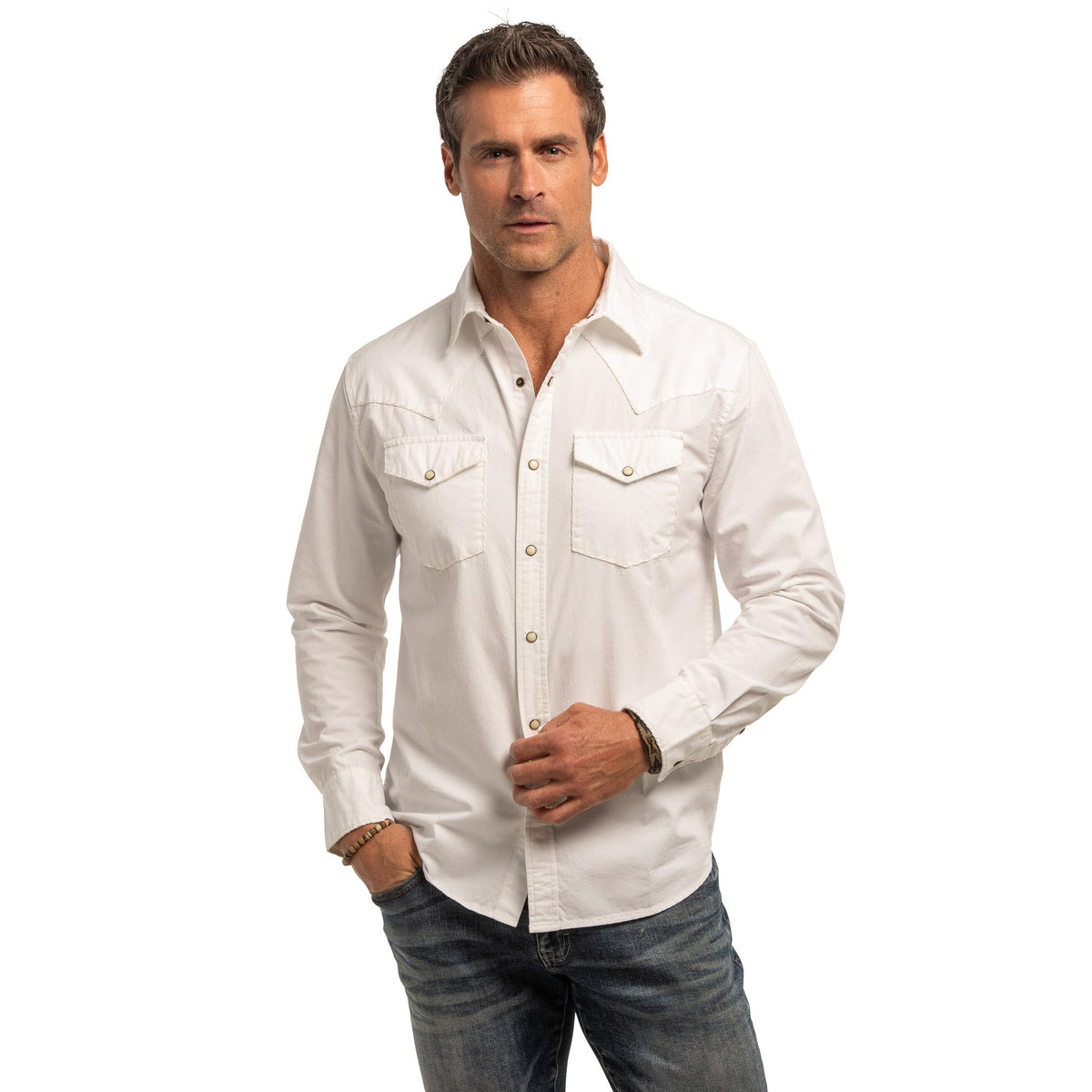 Branson Whipstitch Signature Blend Shirt - White