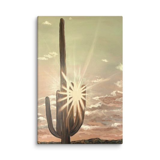 Canvas: Cactus Sunset, detail view