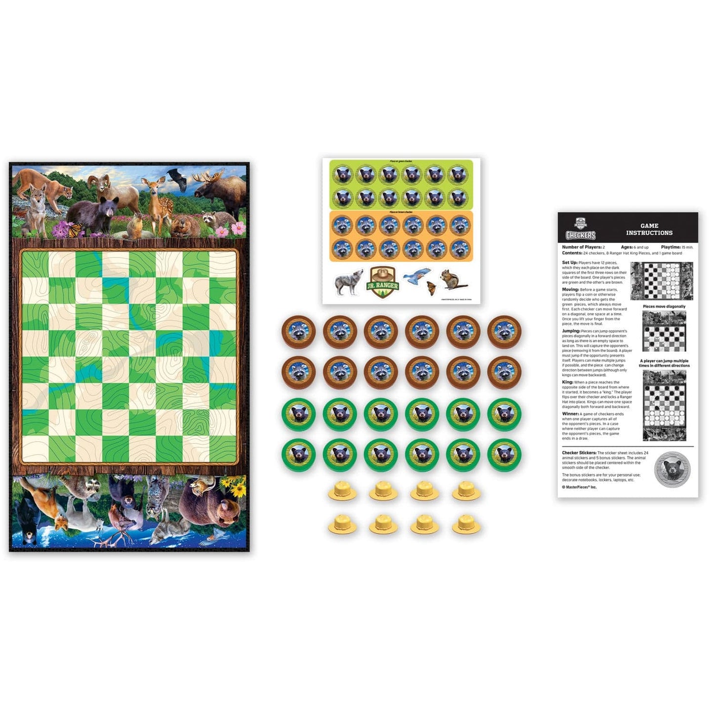 Jr. Ranger Checkers Board Game, detail view