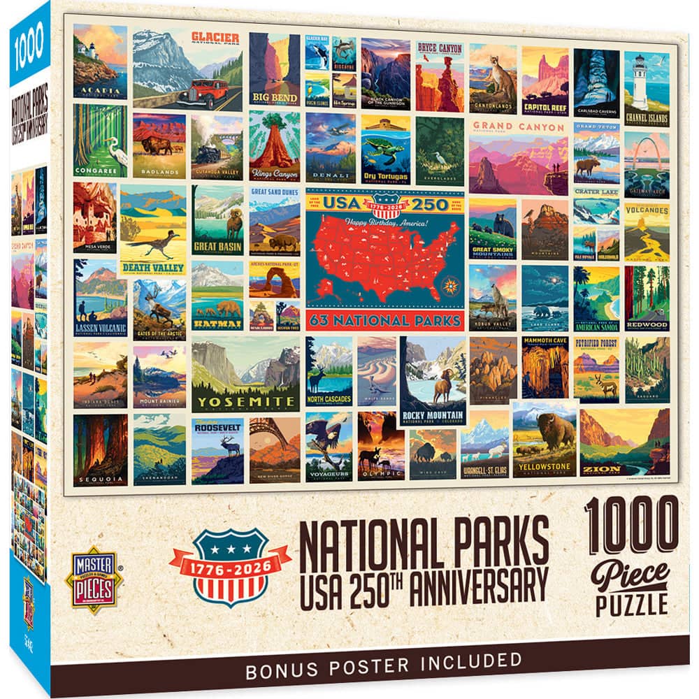 Vintage Posters - National Parks 250th Anniversary 1000 Piece Jigsaw Puzzle, front view