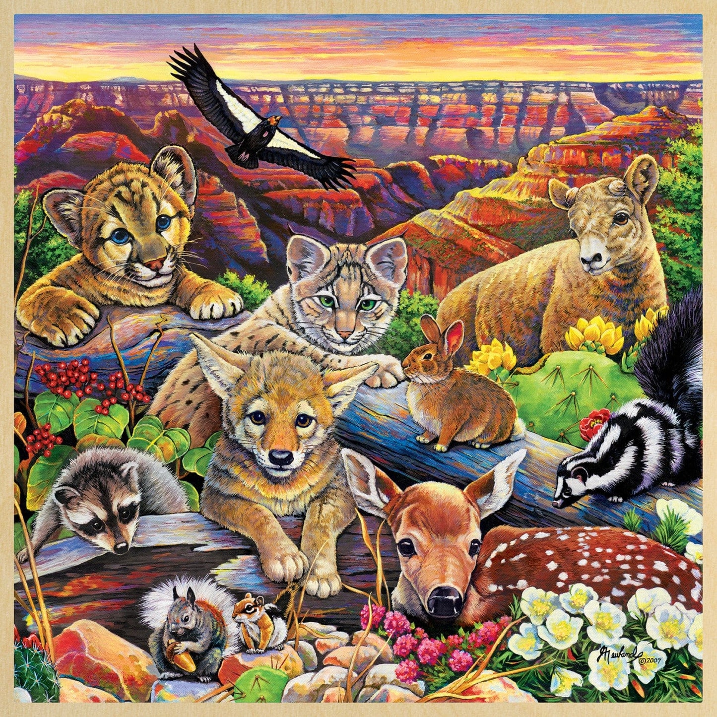 Jr. Ranger - Wildlife of the Grand Canyon 48 Piece Wood Jigsaw Puzzle, detail view