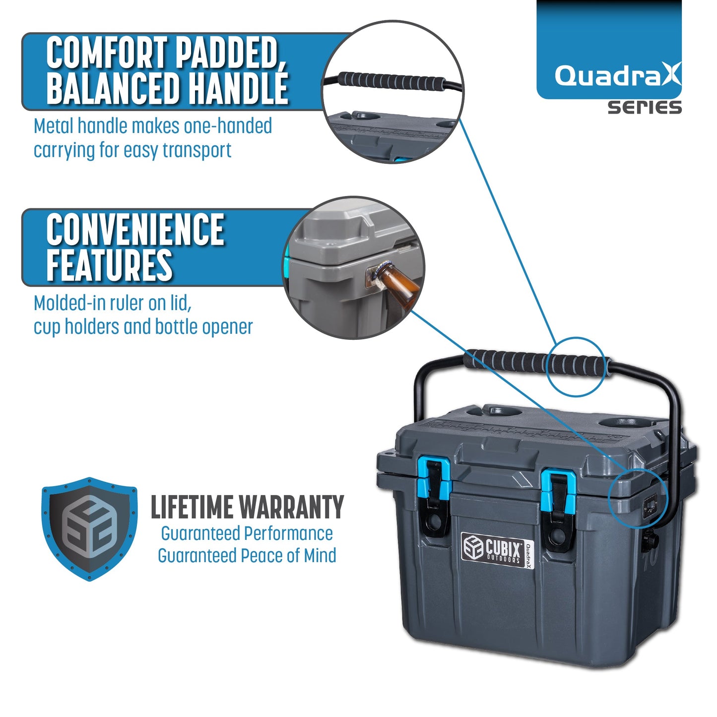10QT Personal Grab & Go Cooler with 72-Hr Ice Retention, back view