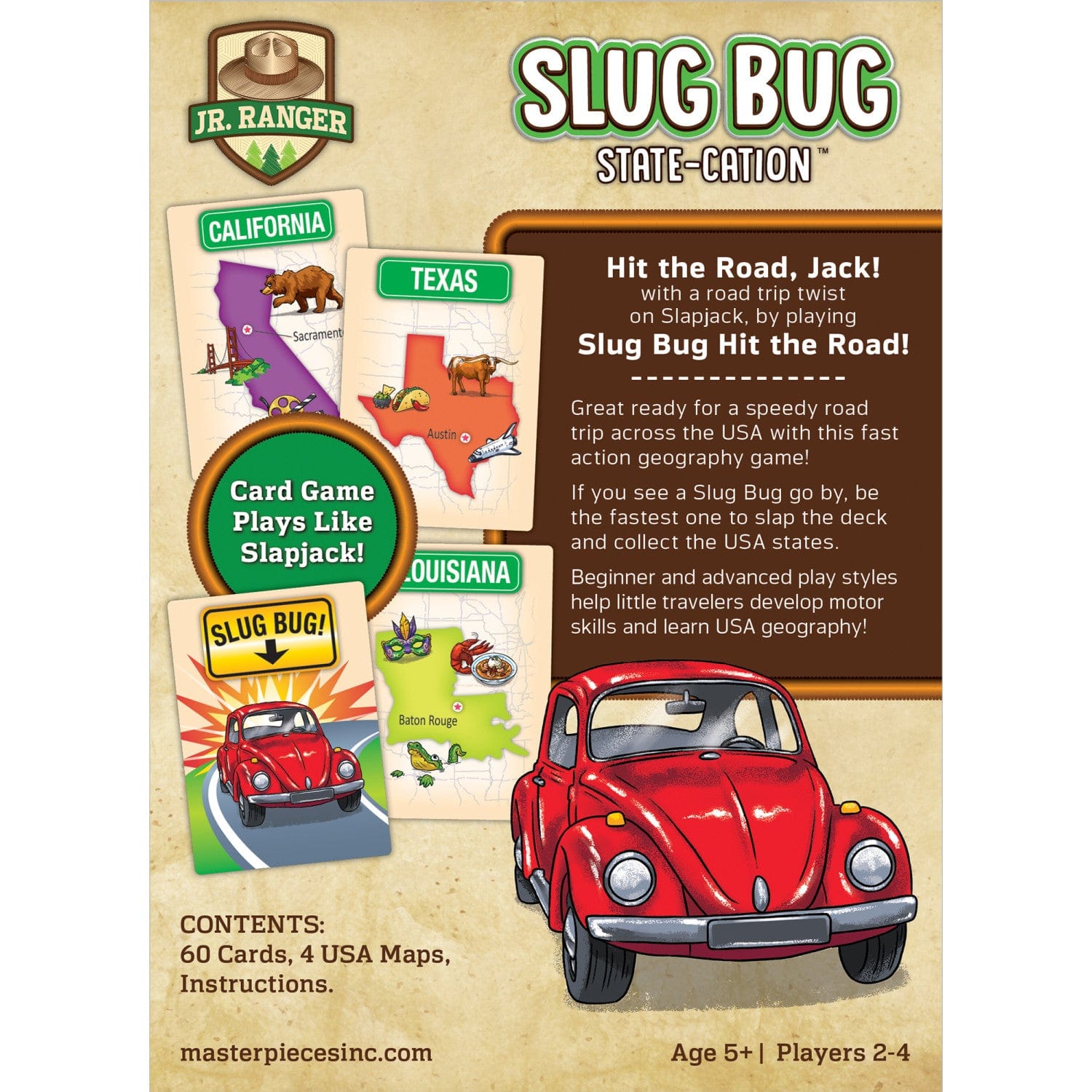 Jr. Ranger Slug Bug State-cation Card Game, side view