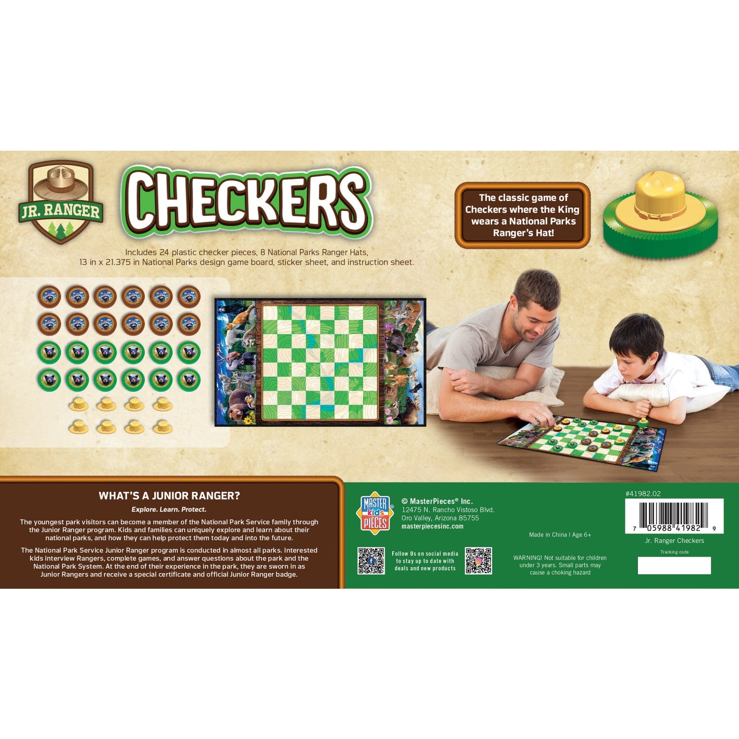 Jr. Ranger Checkers Board Game, side view