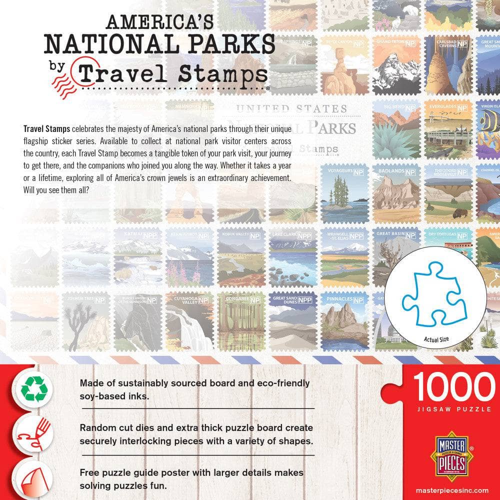 National Parks Travel Stamps 1000 Piece Jigsaw Puzzle, side view