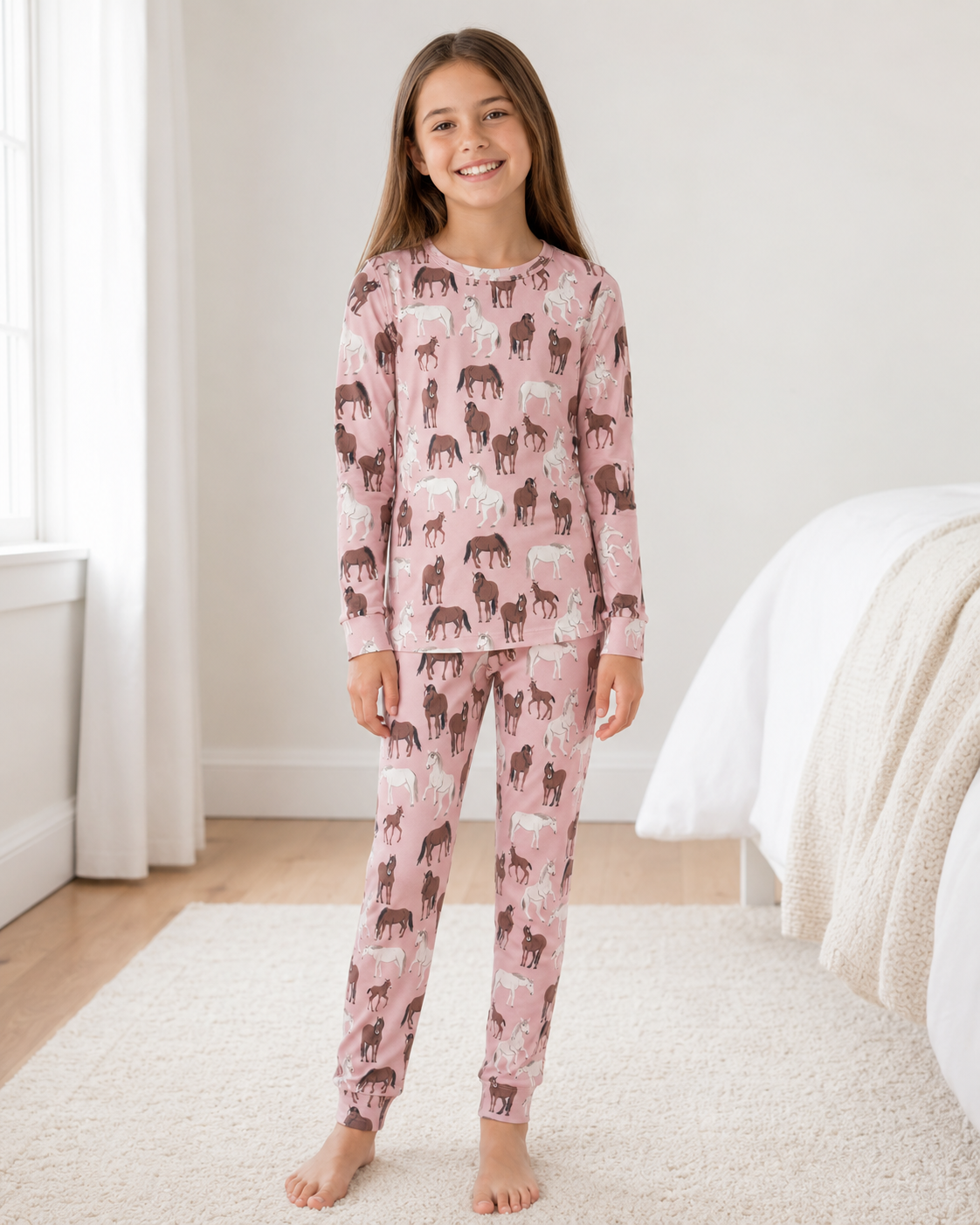 Wild Horses Big Kid Pajama Set, detail view