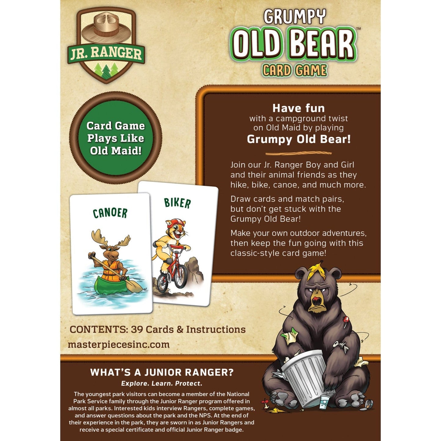 Jr. Ranger Grumpy Old Bear Card Game, side view