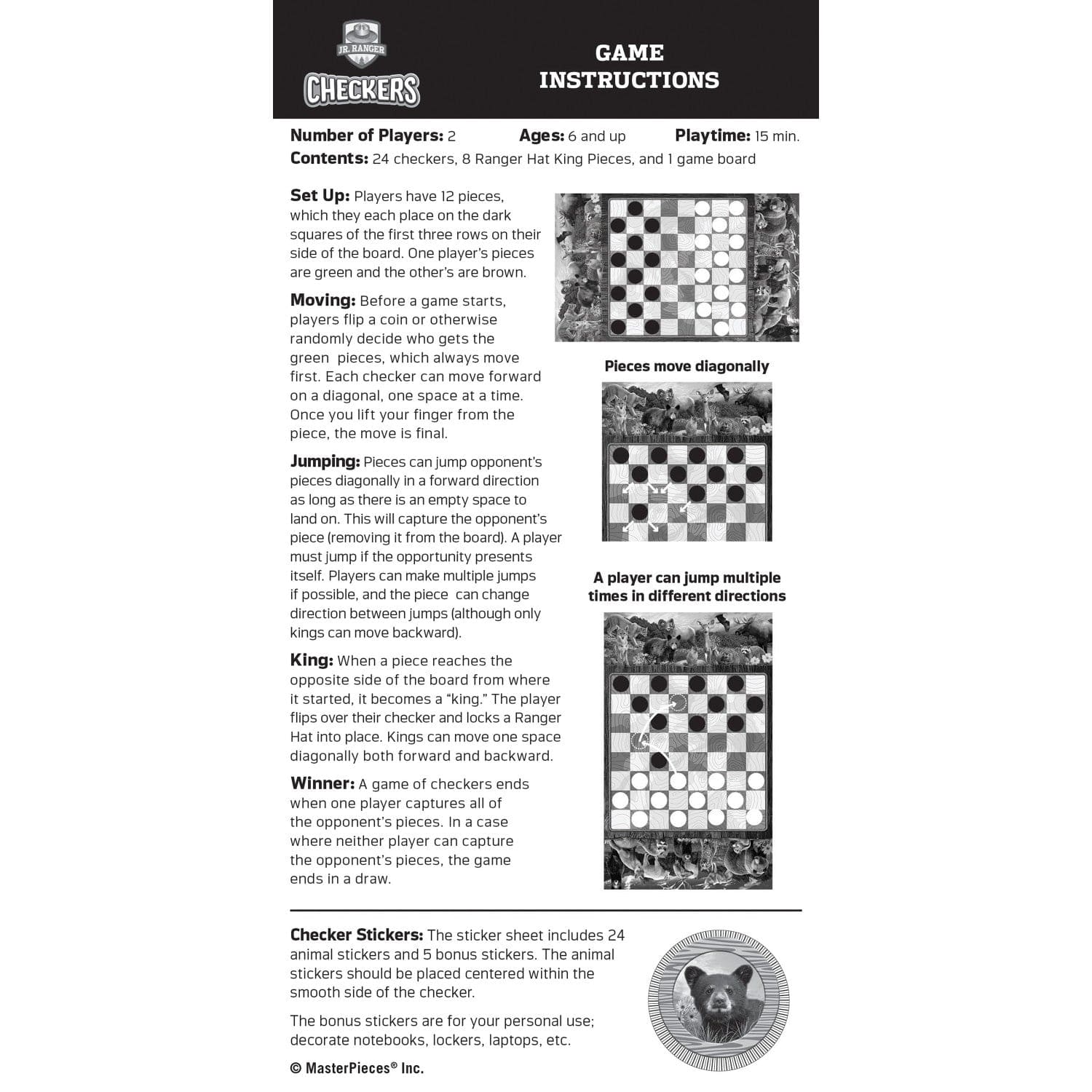 Jr. Ranger Checkers Board Game, alternate view