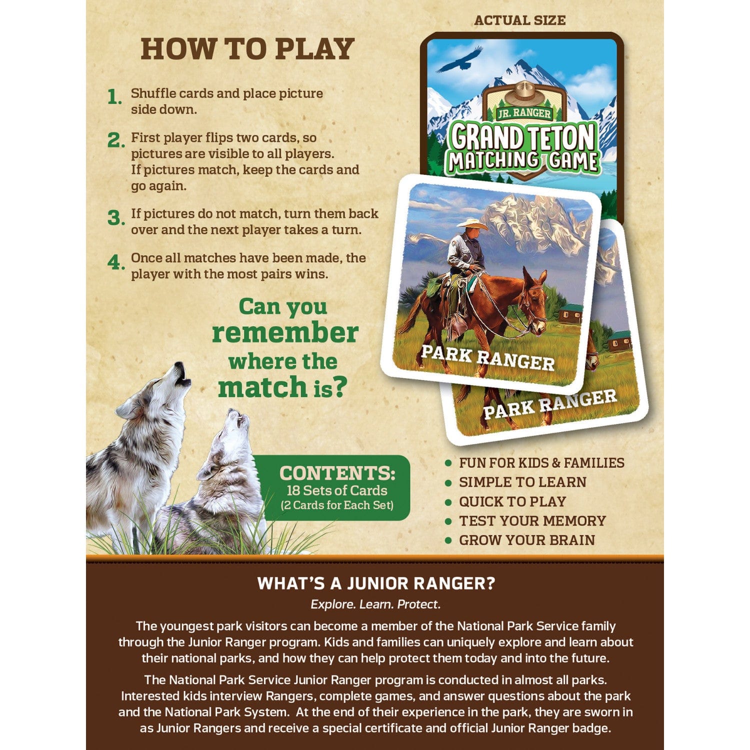 Jr. Ranger - Grand Teton Matching Game, side view