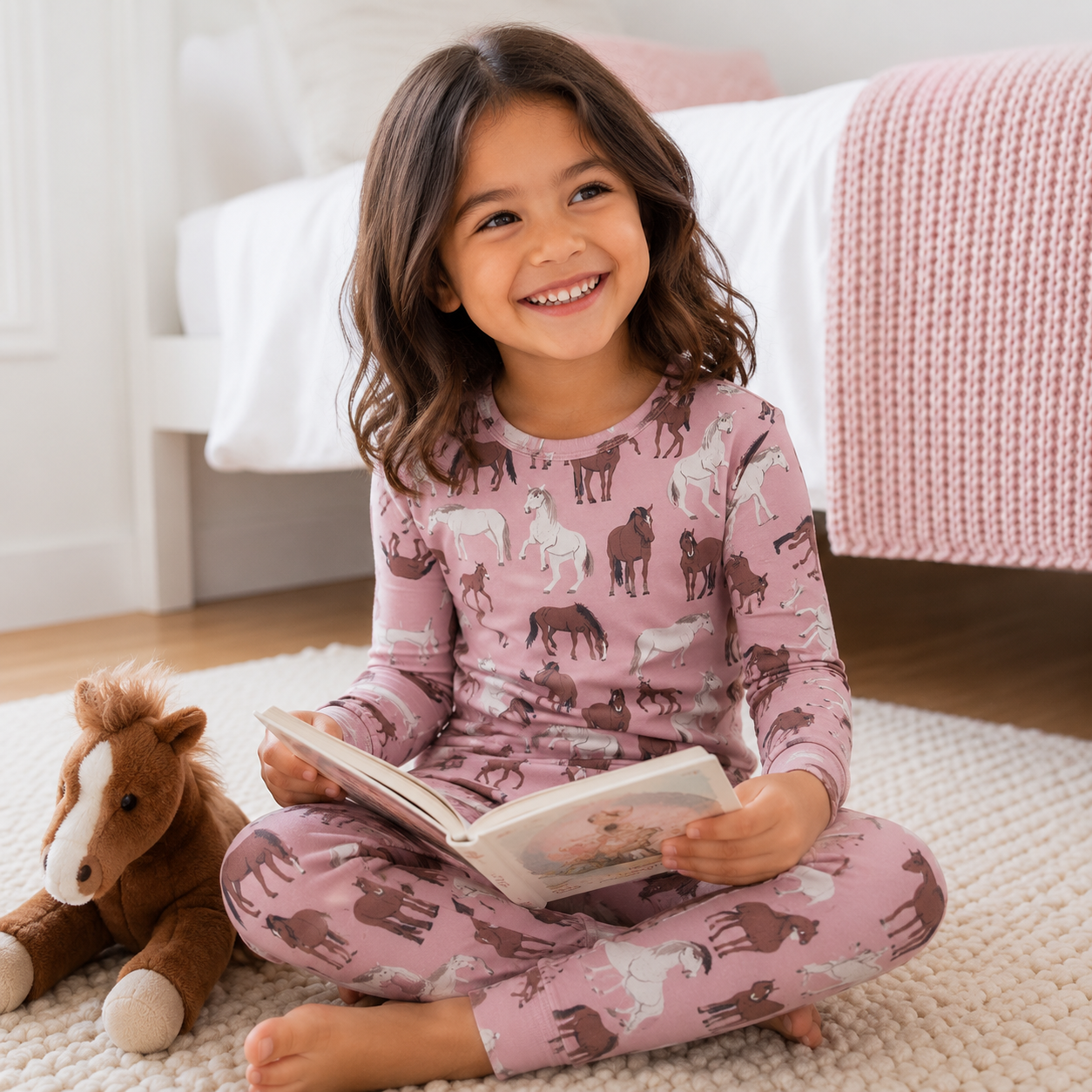 Wild Horses Big Kid Pajama Set, front view