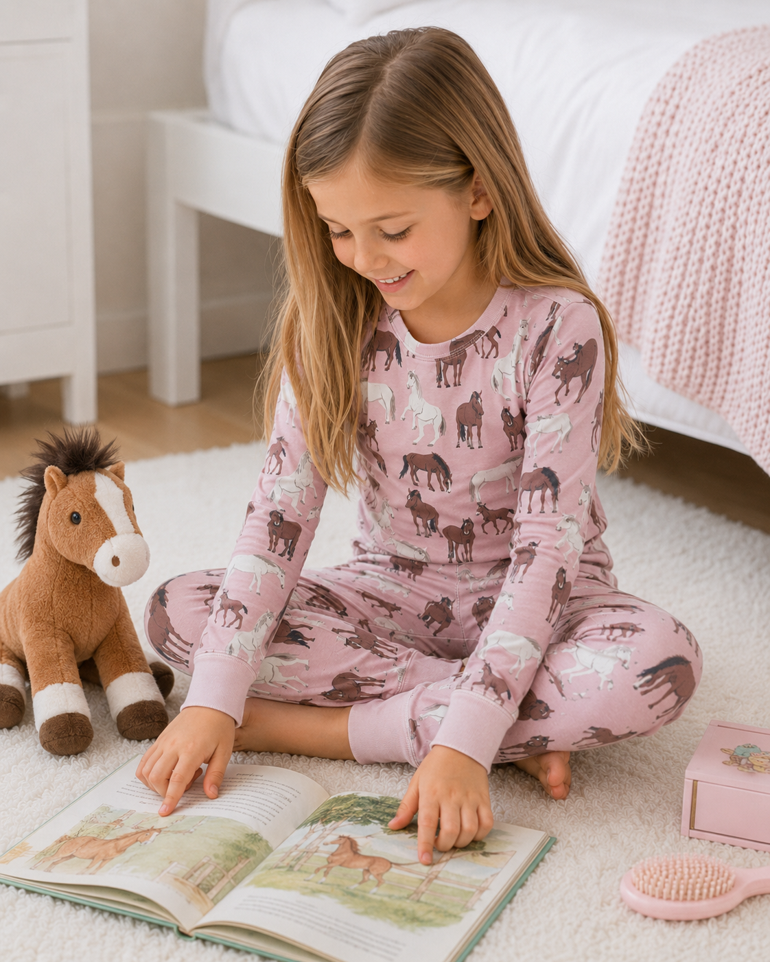 Wild Horses Big Kid Pajama Set, alternate view