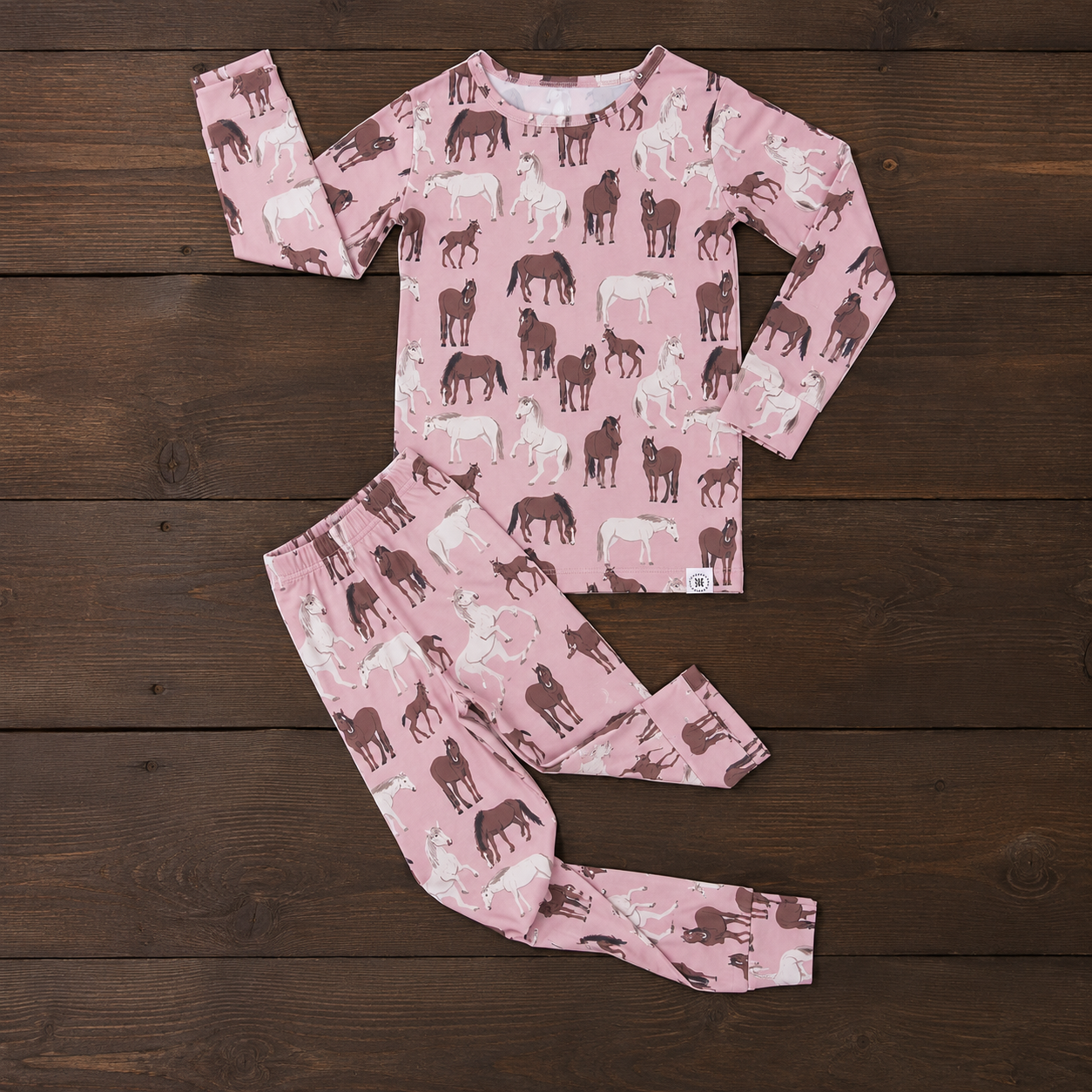 Wild Horses Big Kid Pajama Set, back view