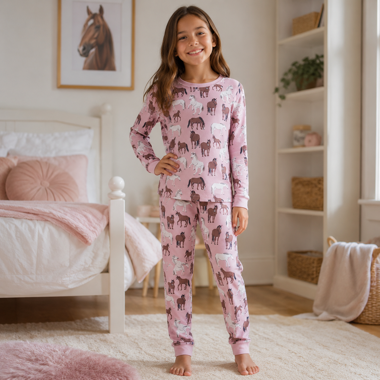 Wild Horses Big Kid Pajama Set, side view