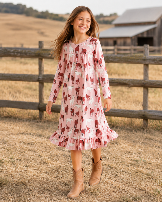 Wild Horses Boho Dress, detail view