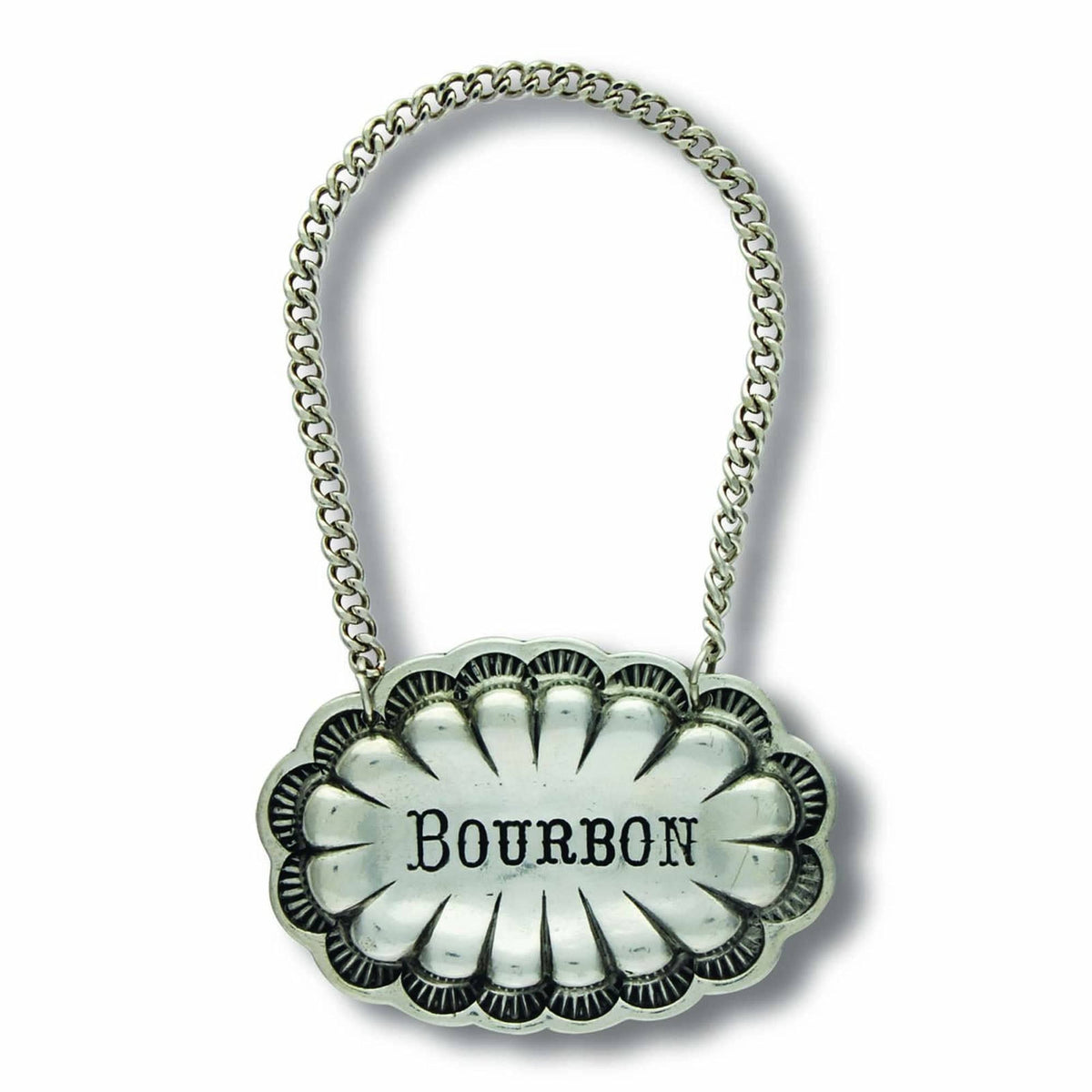 Pewter Western Decanter Tags, side view
