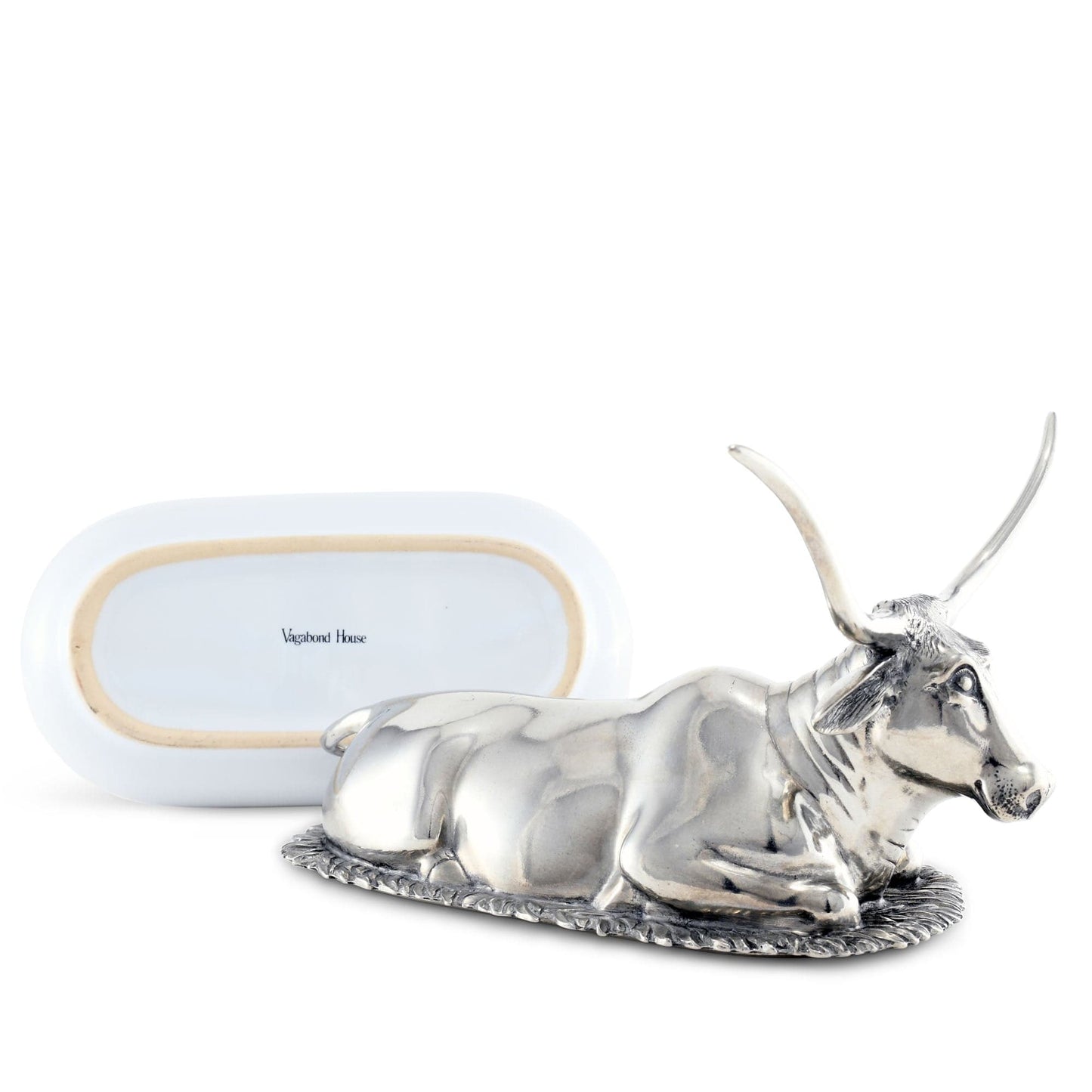 Pewter Longhorn Steer Butter Dish, lifestyle view