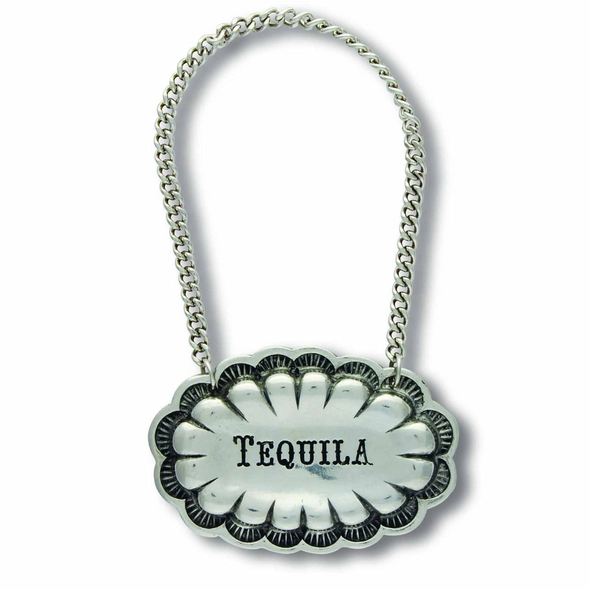 Pewter Western Decanter Tags, back view