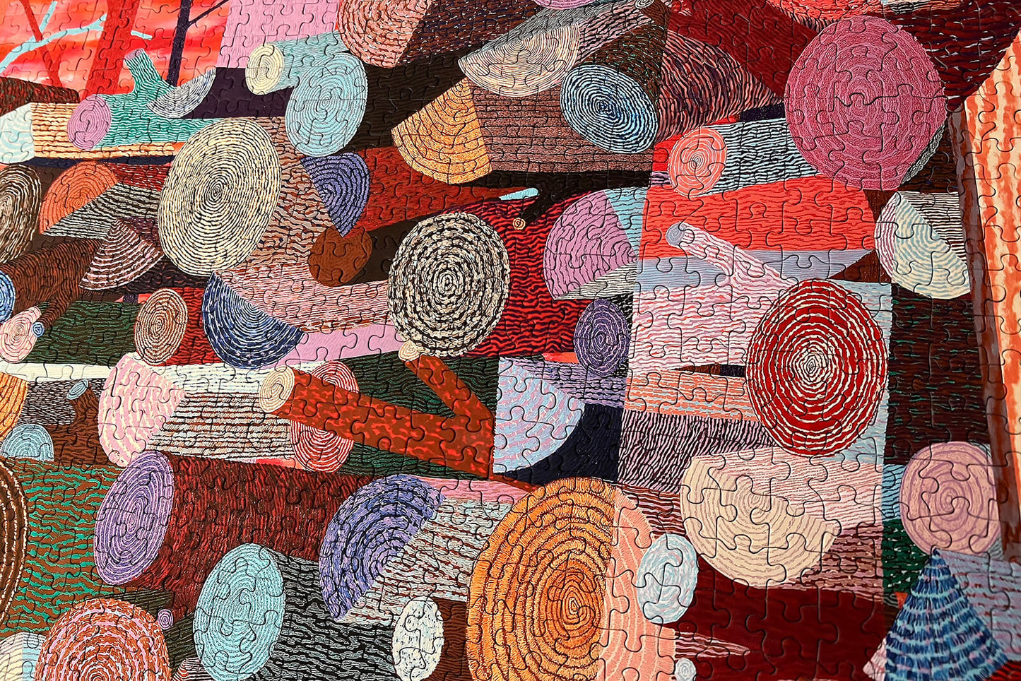 1000-Piece Woodpile Puzzle | Colorful Woodgrain Jigsaw (19.25" x 26.5"), alternate view