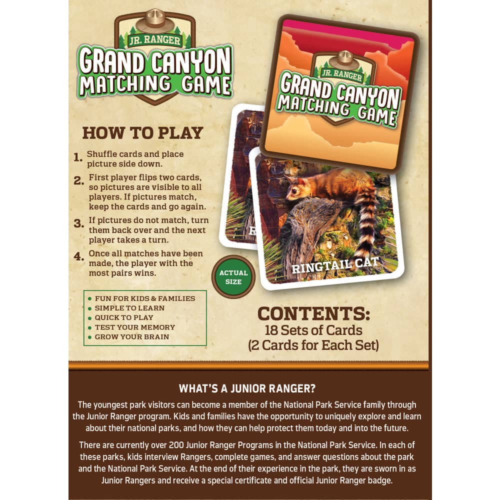 Jr. Ranger - Grand Cayon Matching Game, side view