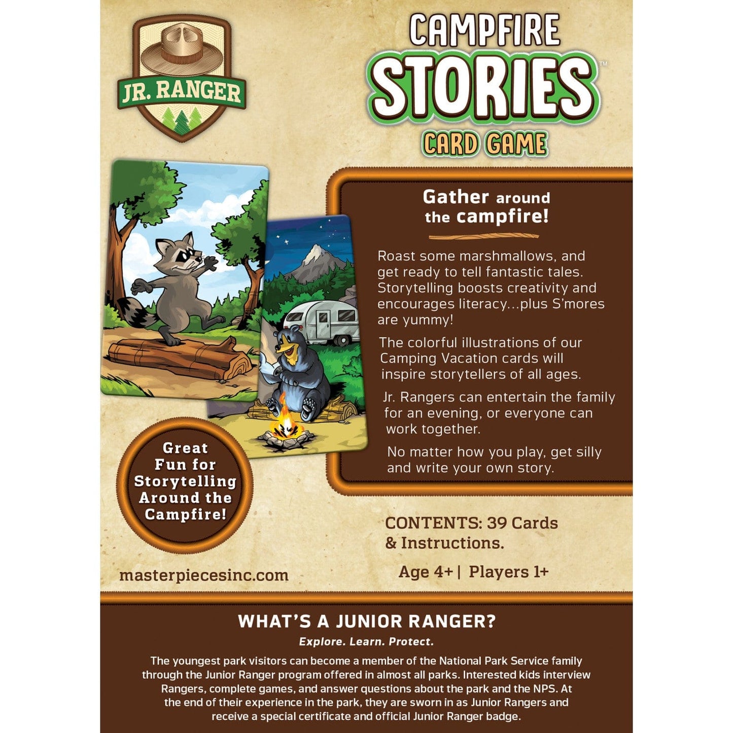 Jr. Ranger Campfire Stories Card Game, side view